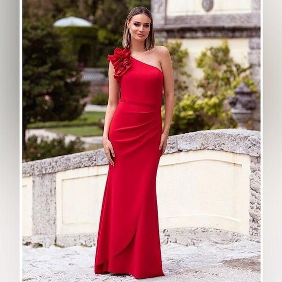 Xscape Red One-Shoulder Gown - Picture 2 of 4